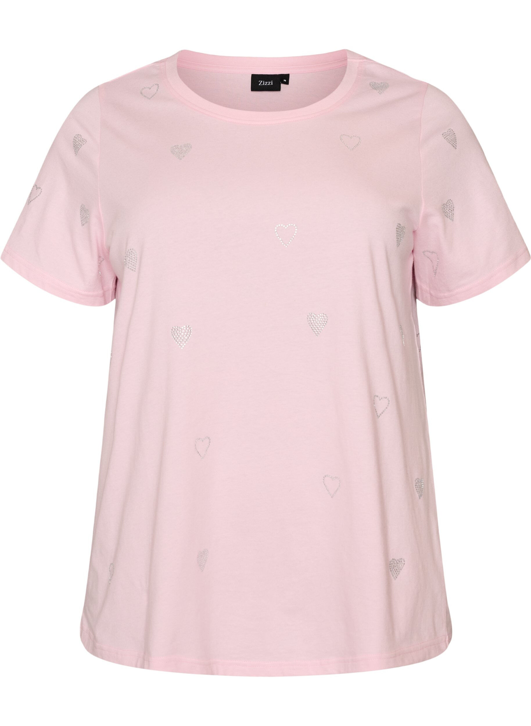 ZizzifashionOrganic cotton t-shirt with hearts, Rose, Packshot image number 0