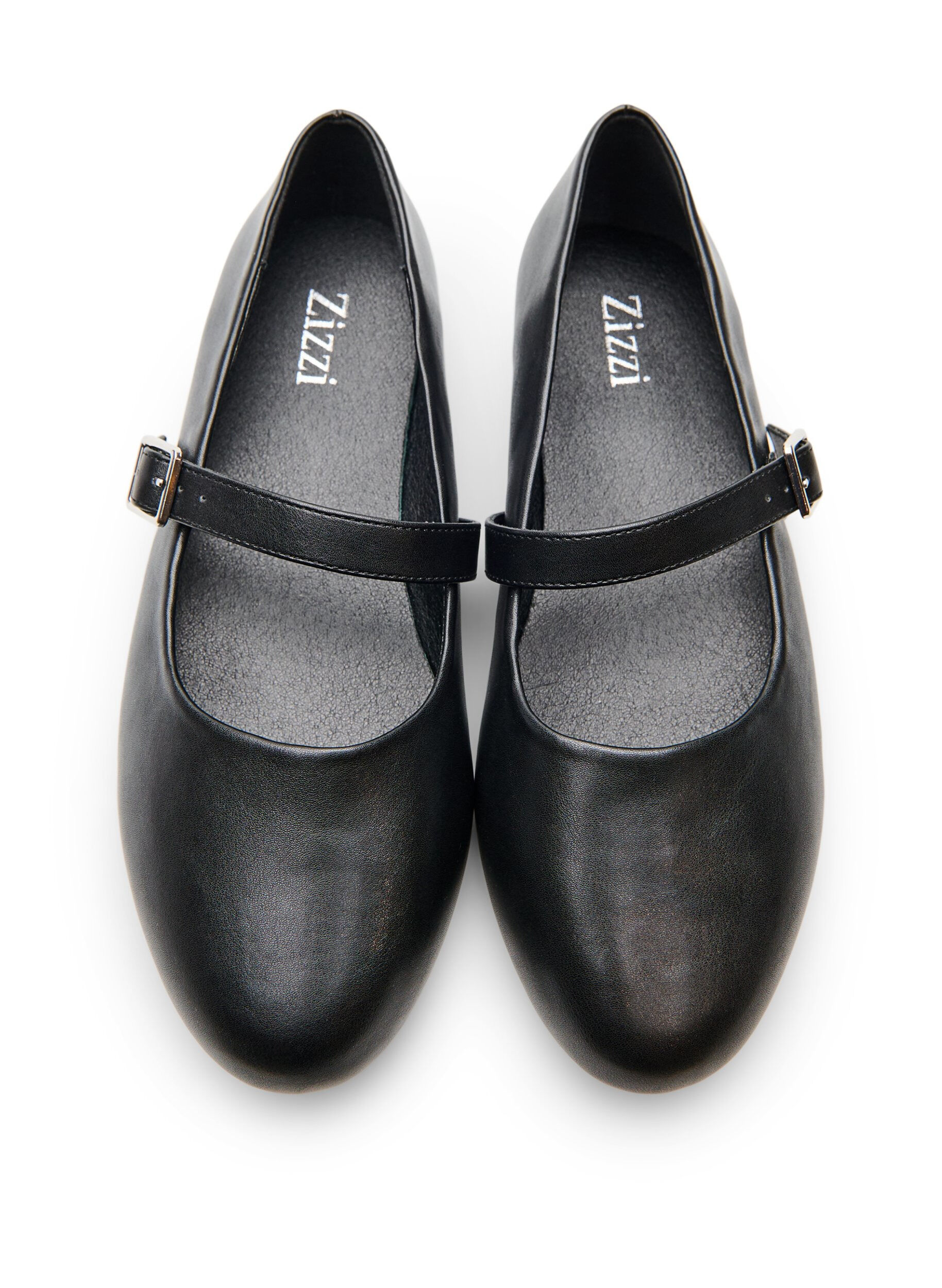 Zizzifashion Ballerina in faux leather with strap, Black, Packshot image number 3