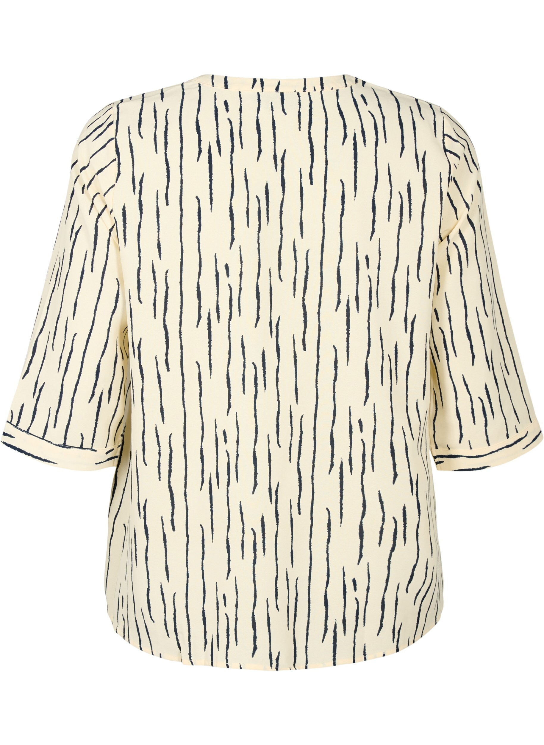 Zizzifashion Blouse with 3/4 sleeves and print, Off White Stripe, Packshot image number 1