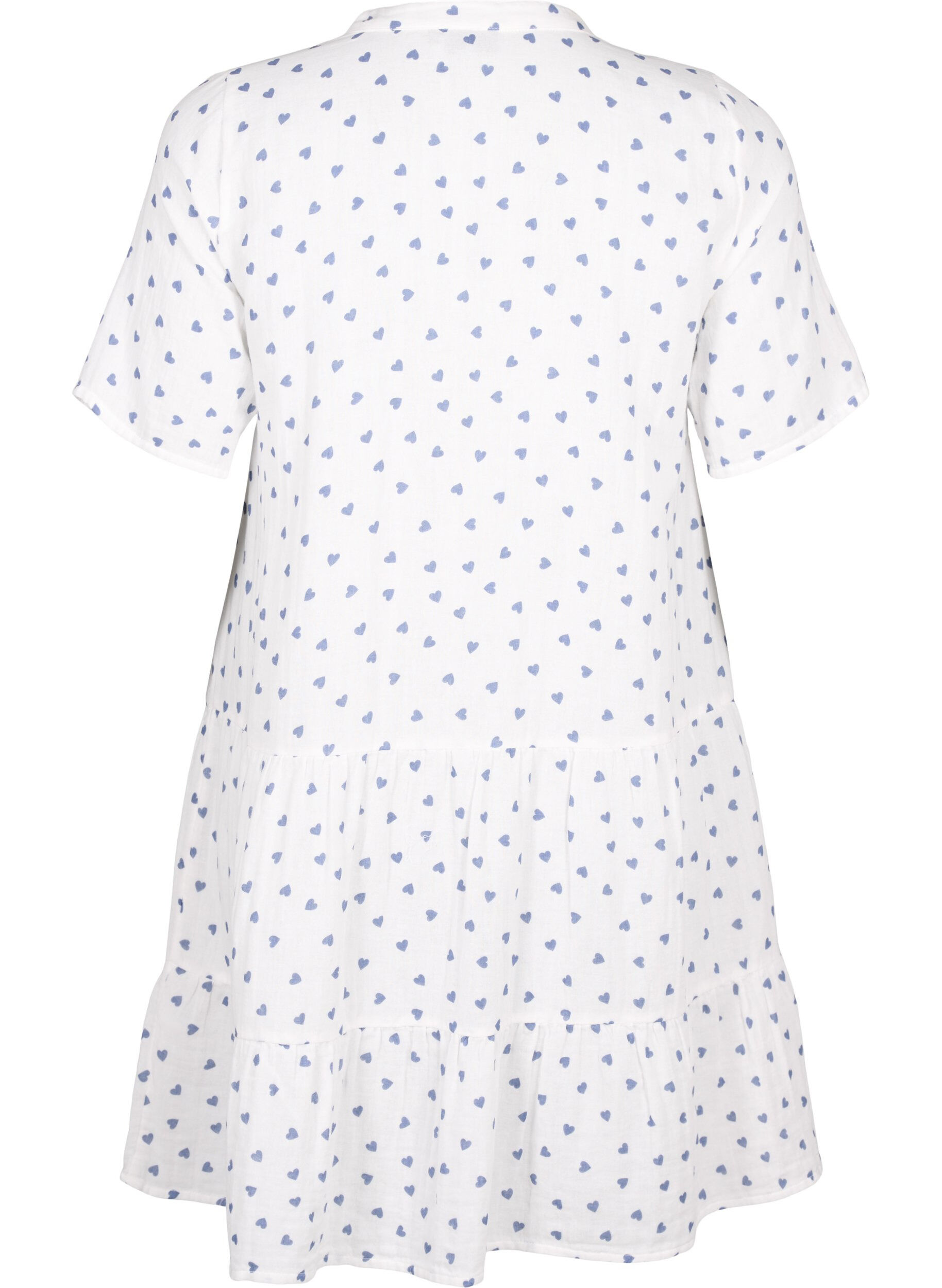 Zizzifashion Cotton dress with heart print, Bright White Heart, Packshot image number 1
