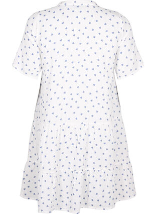 Cotton dress with heart print, Bright White Heart, Packshot image number 1