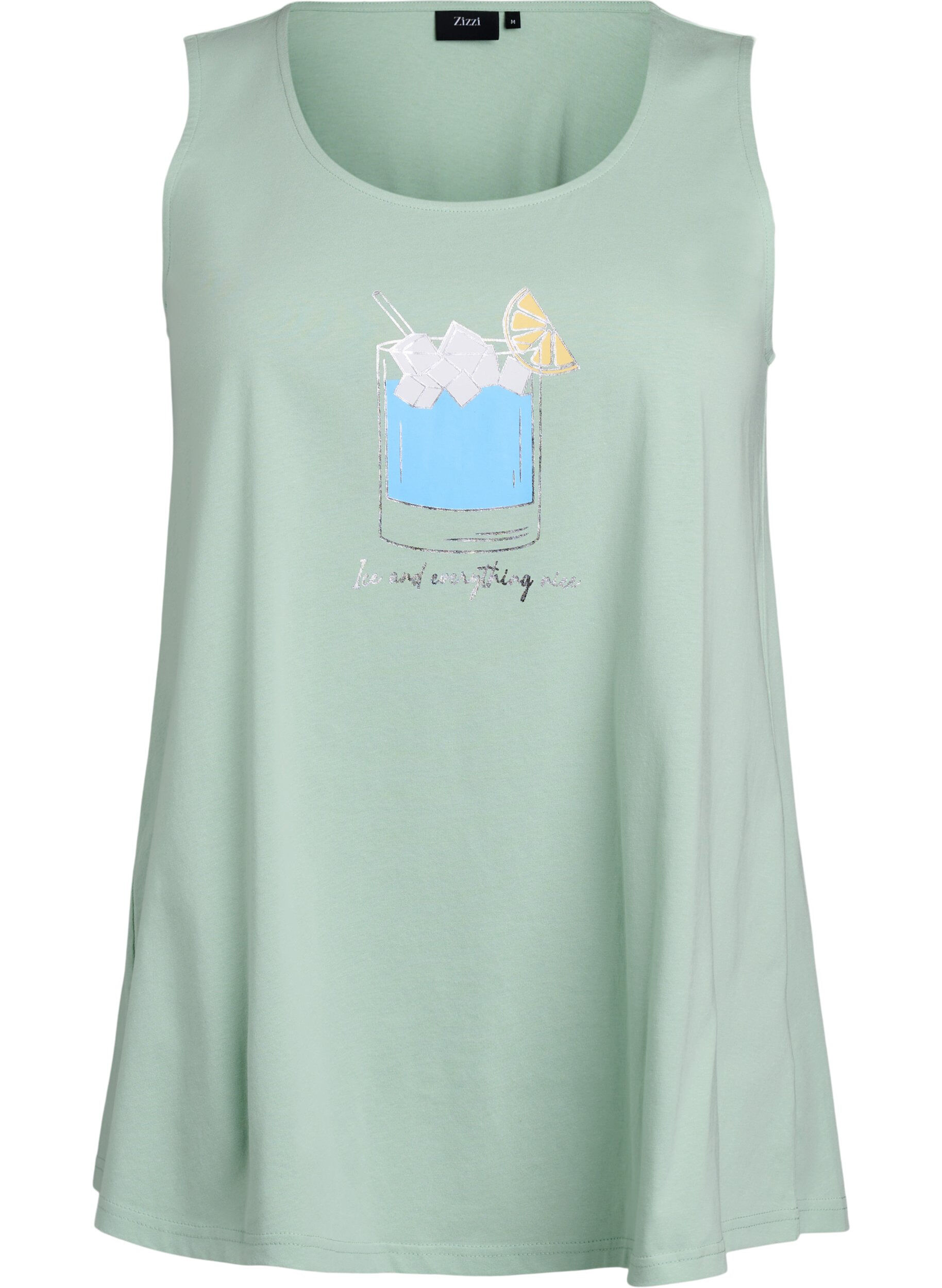 ZizzifashionCotton top with a-shape, Green, Packshot image number 0