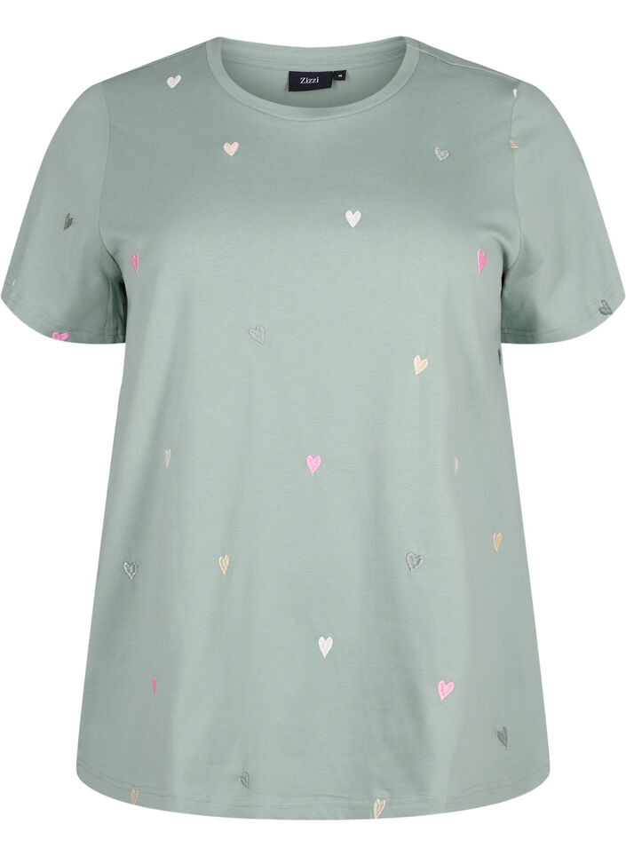 Organic cotton T-shirt with hearts, Chinois G. Love Emb., Packshot image number 0