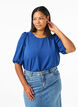 Short-sleeved blouse with a bow at the back, Estate Blue, Model image number 0