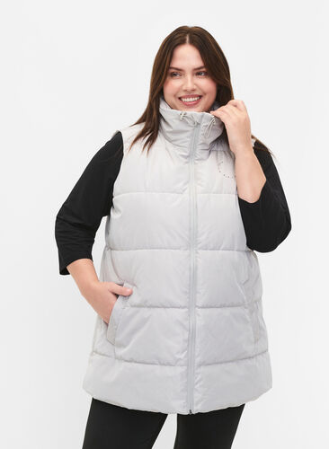 Sporty vest with high collar and pockets, Pearl Blue, Model image number 0