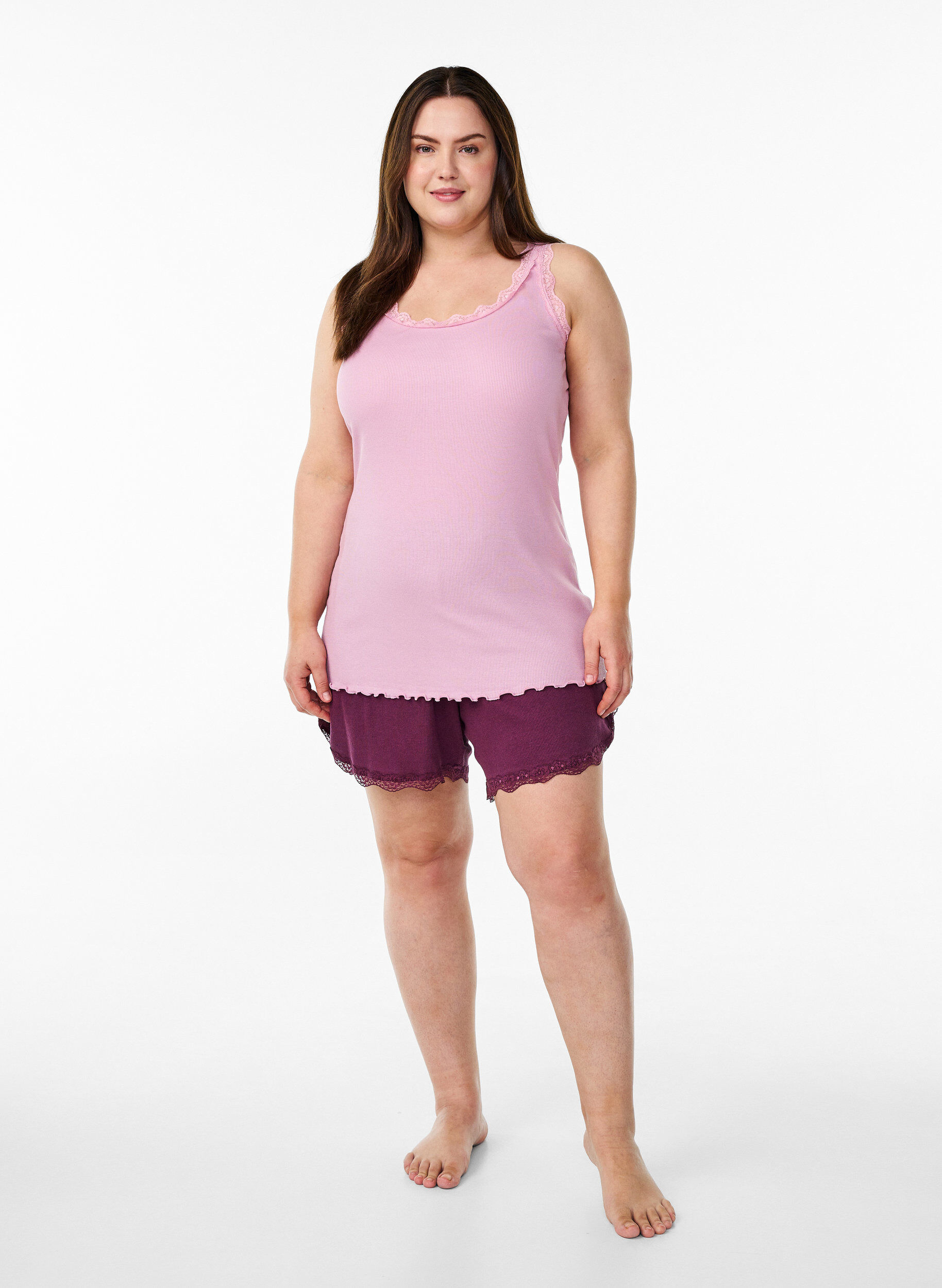 ZizzifashionTop with lace trim, Pink, Model image number 1