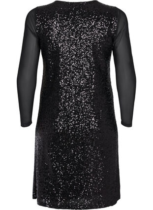 A-line sequin dress with long sleeves - Black - Sz. 40-64 - Zizzifashion A-line sequin dress with long sleeves - Black - Sz. 40-64 - Zizzifashion