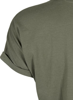 Short sleeve cotton blend T-shirt, Dusty Olive, Packshot image number 3