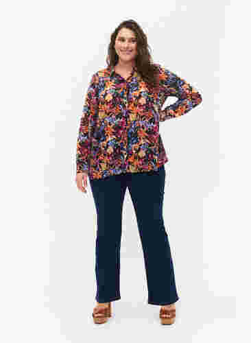FLASH - Long sleeve shirt with floral print, Orange Pink Flower , Model image number 2