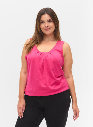 Top with lace trim, Magenta, Model image number 0