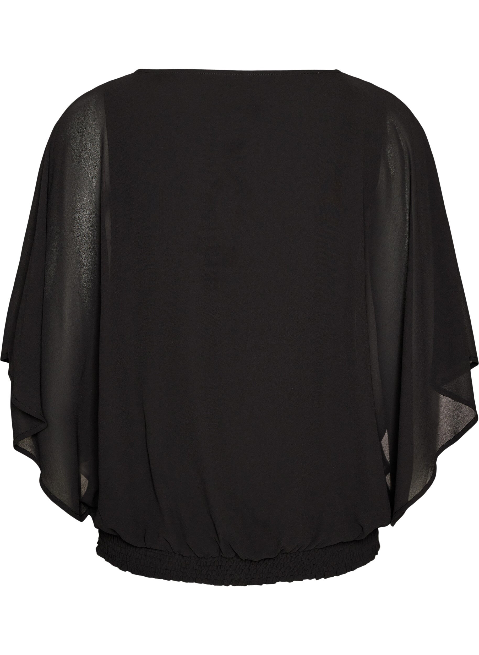 ZizzifashionChiffon blouse with balloon effect, Black, Packshot image number 1