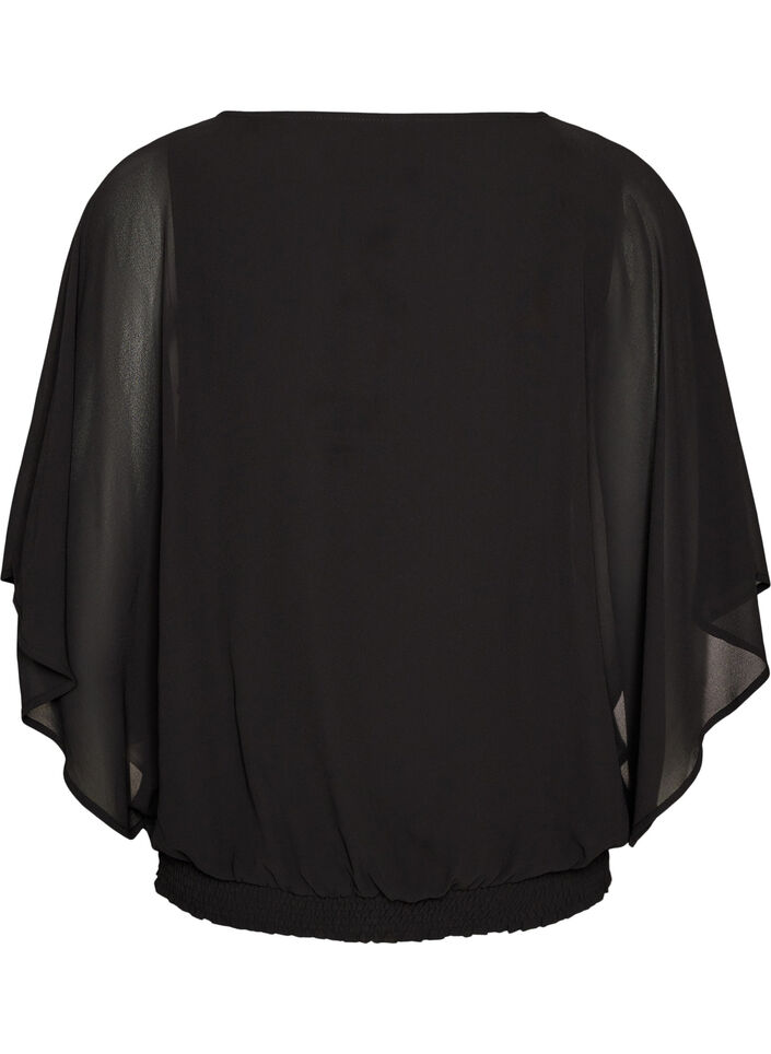 Chiffon blouse with balloon effect, Black, Packshot image number 1