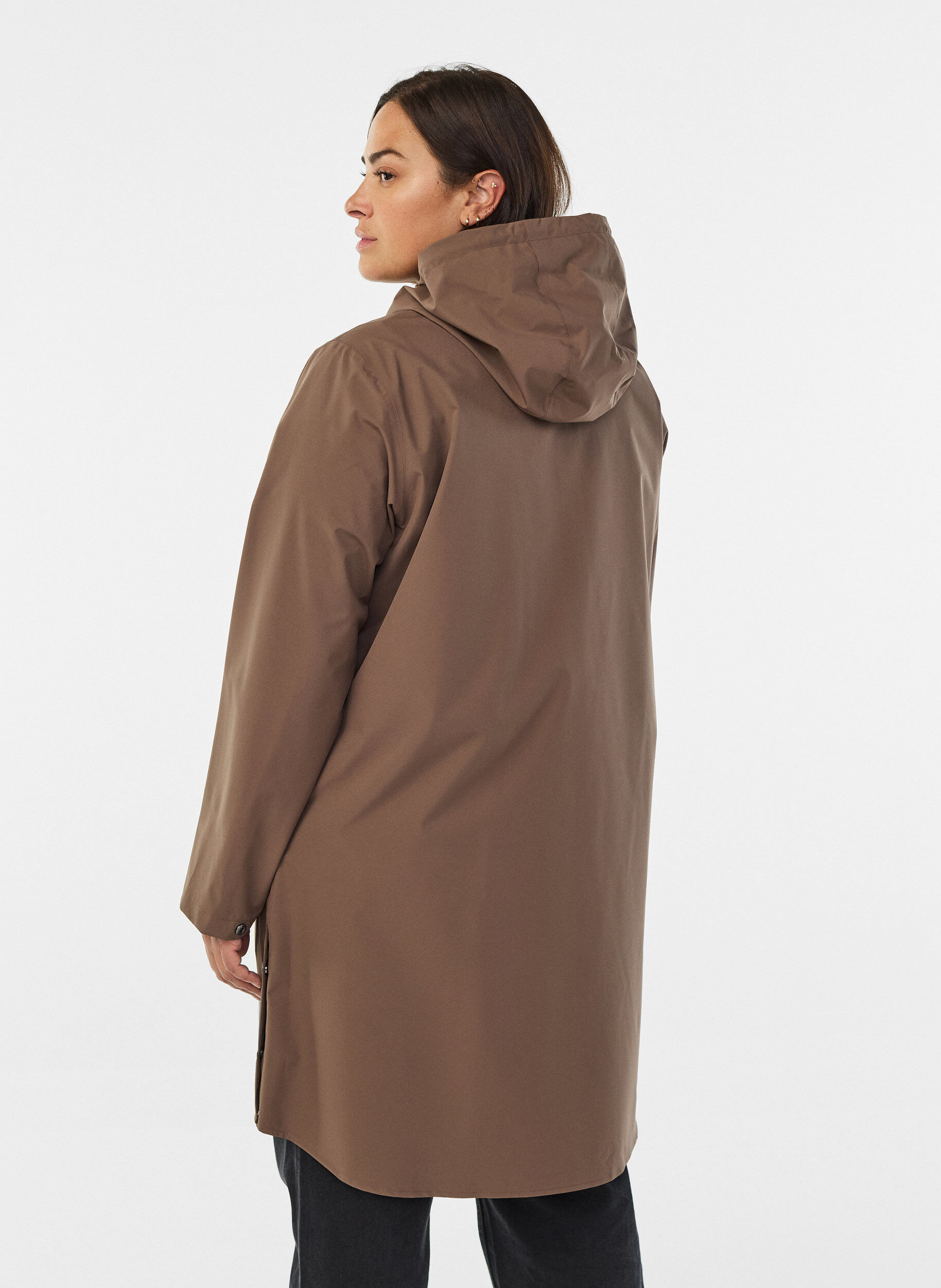 ZizzifashionRain jacket with pockets and hood, Brown, Model image number 2