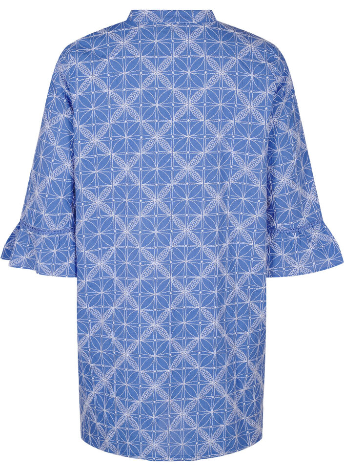 Tunic with embroidery and tie detail, Blue, Packshot image number 1