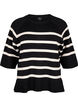 3/4 sleeve knitted blouse with stripes, Black Birch Stripes, Packshot image number 0