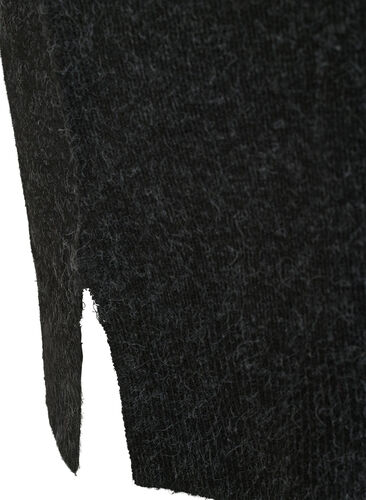Knitted dress with slit in the sleeves, Dark Grey Melange, Packshot image number 4
