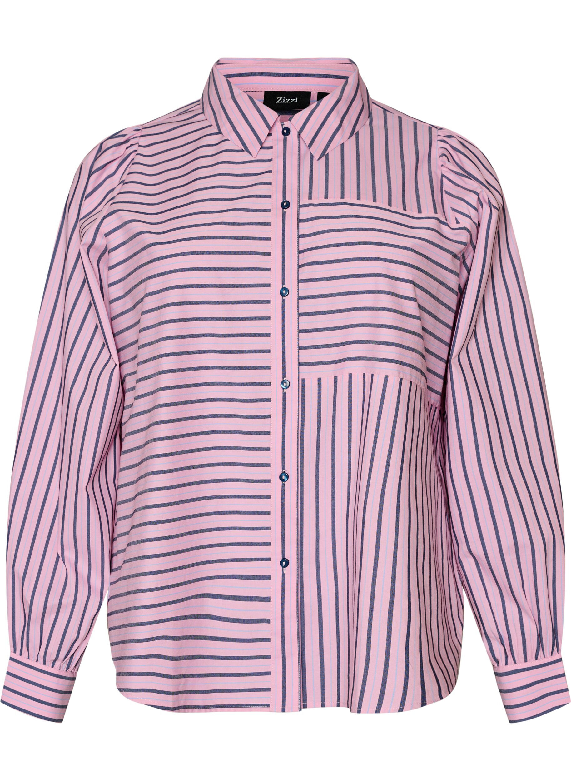 Striped shirt with a classic collar and long sleeves