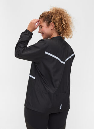Sporty reflective jacket with zip, Black, Model image number 1