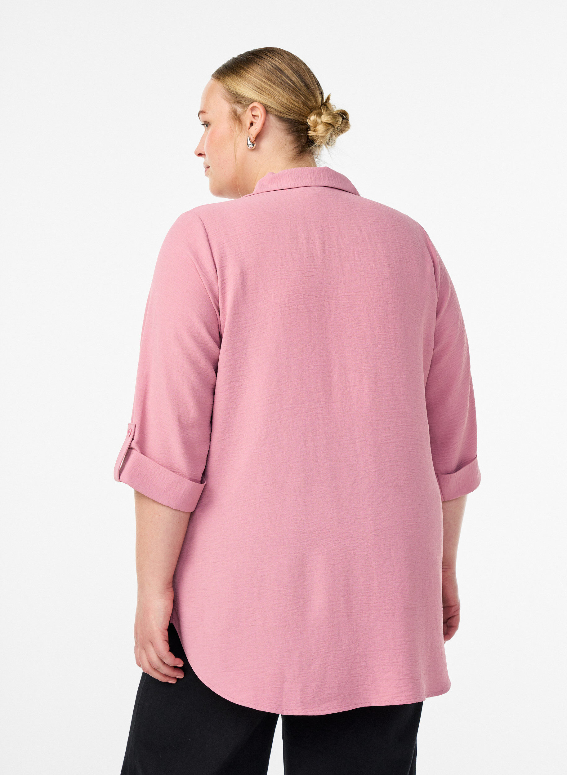 Zizzifashion Shirt with chest pockets and 3/4 sleeves, Rose, Model image number 2