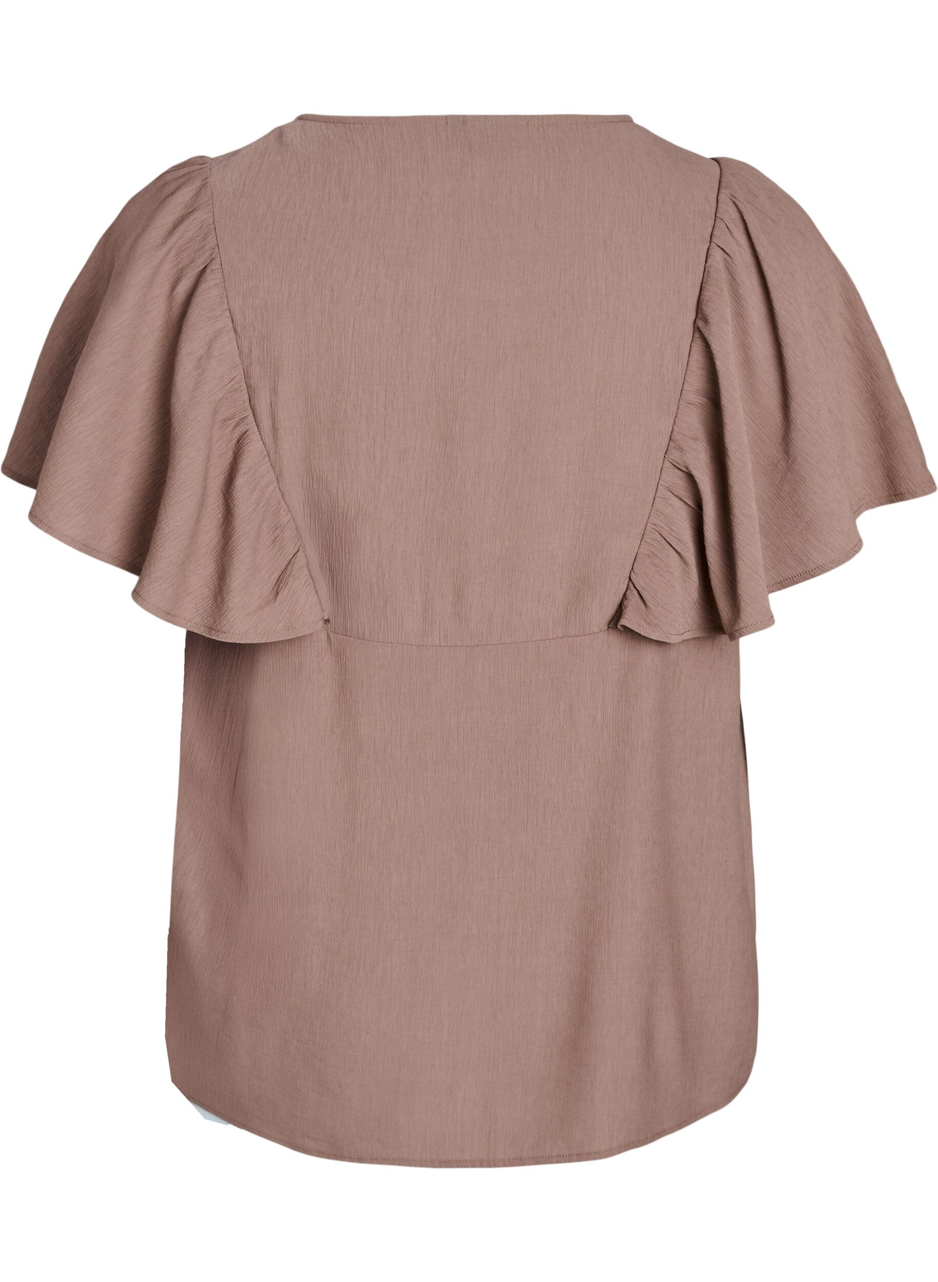 Zizzifashion Blouse with short ruffle sleeves, Brown, Packshot image number 1