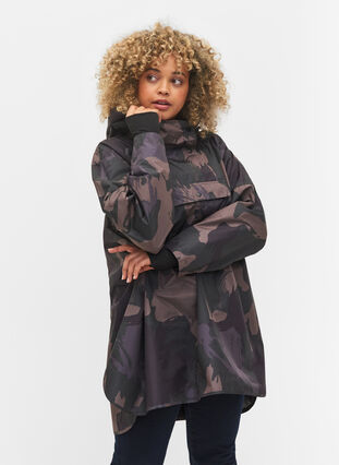 Rain poncho with camouflage print, Camou Print, Model image number 0