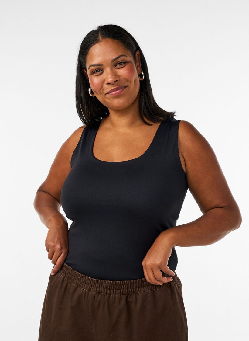 Fitted basic top with reversible feature, Black, Model image number 0