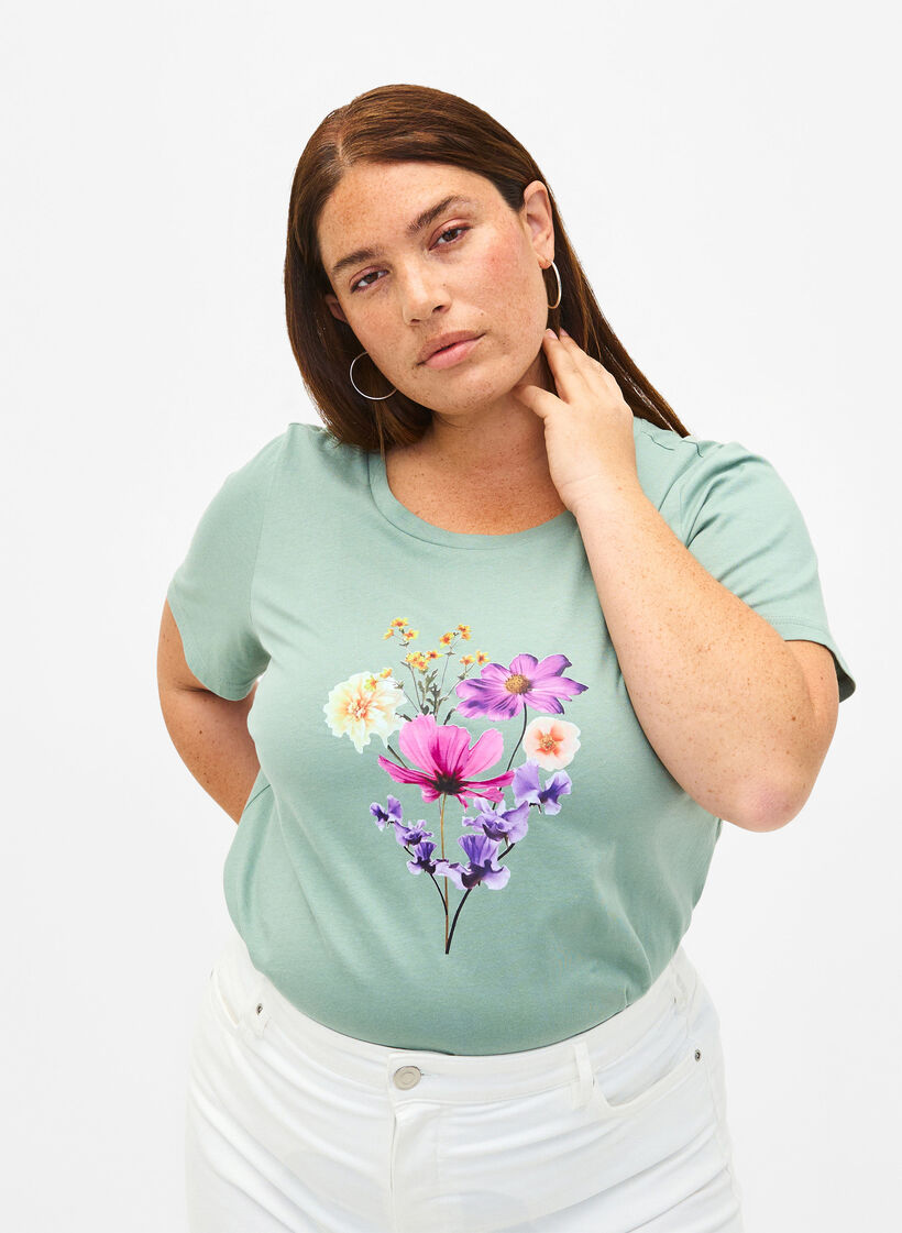 T-shirts with floral motif, Chinois G. w. Flower, Model image number 0