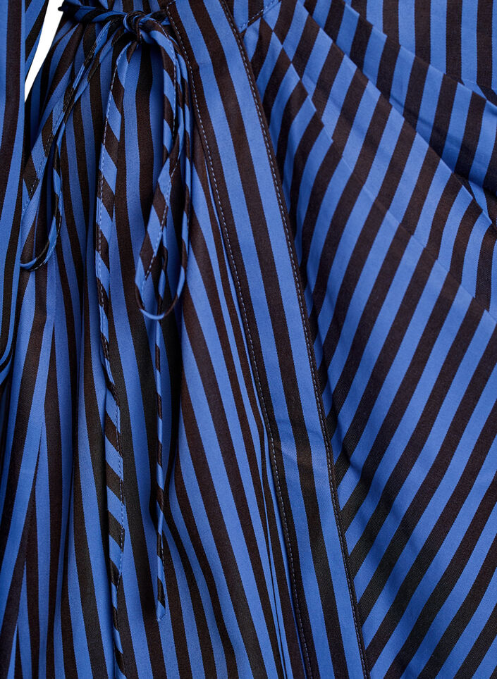 Striped shirt with a wrap effect and a tie-belt, Blue, Packshot image number 3