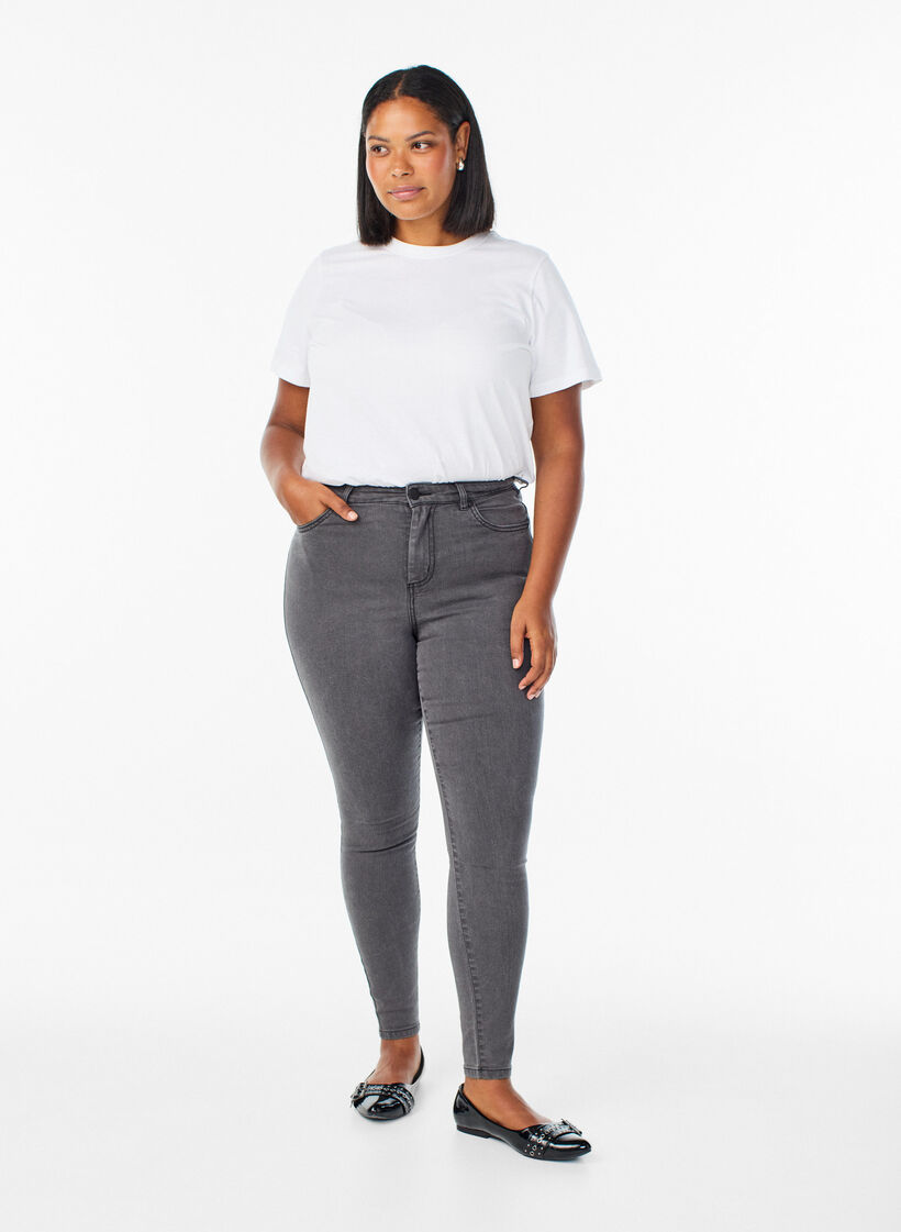 Amy high-waisted super slim fit jeans, Grey, Model image number 0