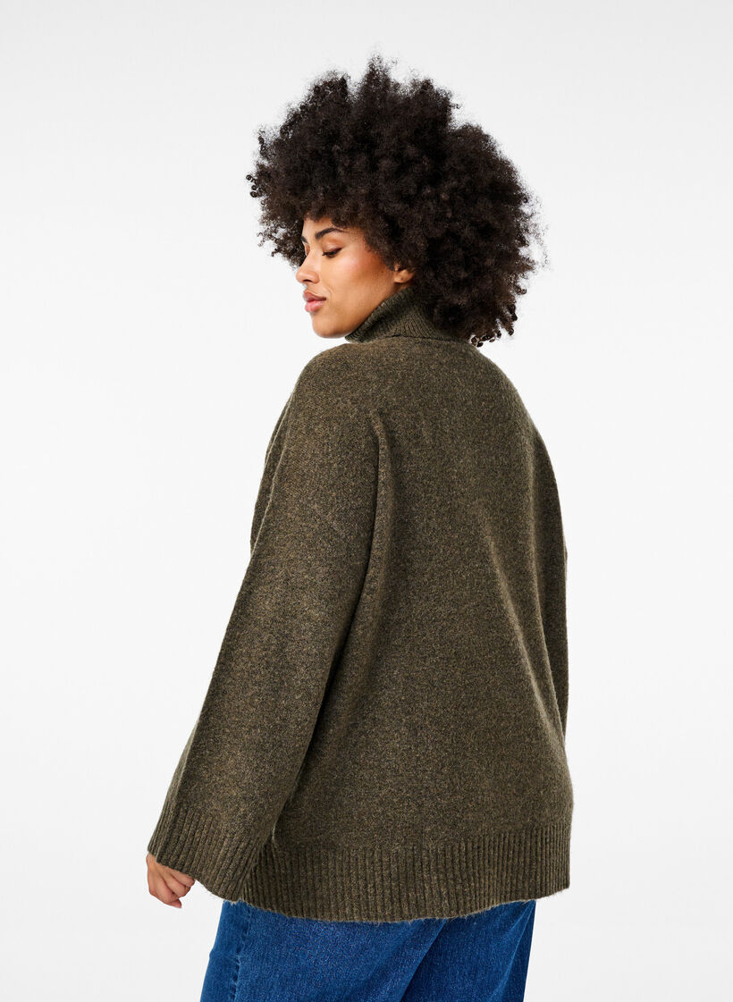 Knitted turtleneck blouse, Sea Turtle Mel., Model image number 1