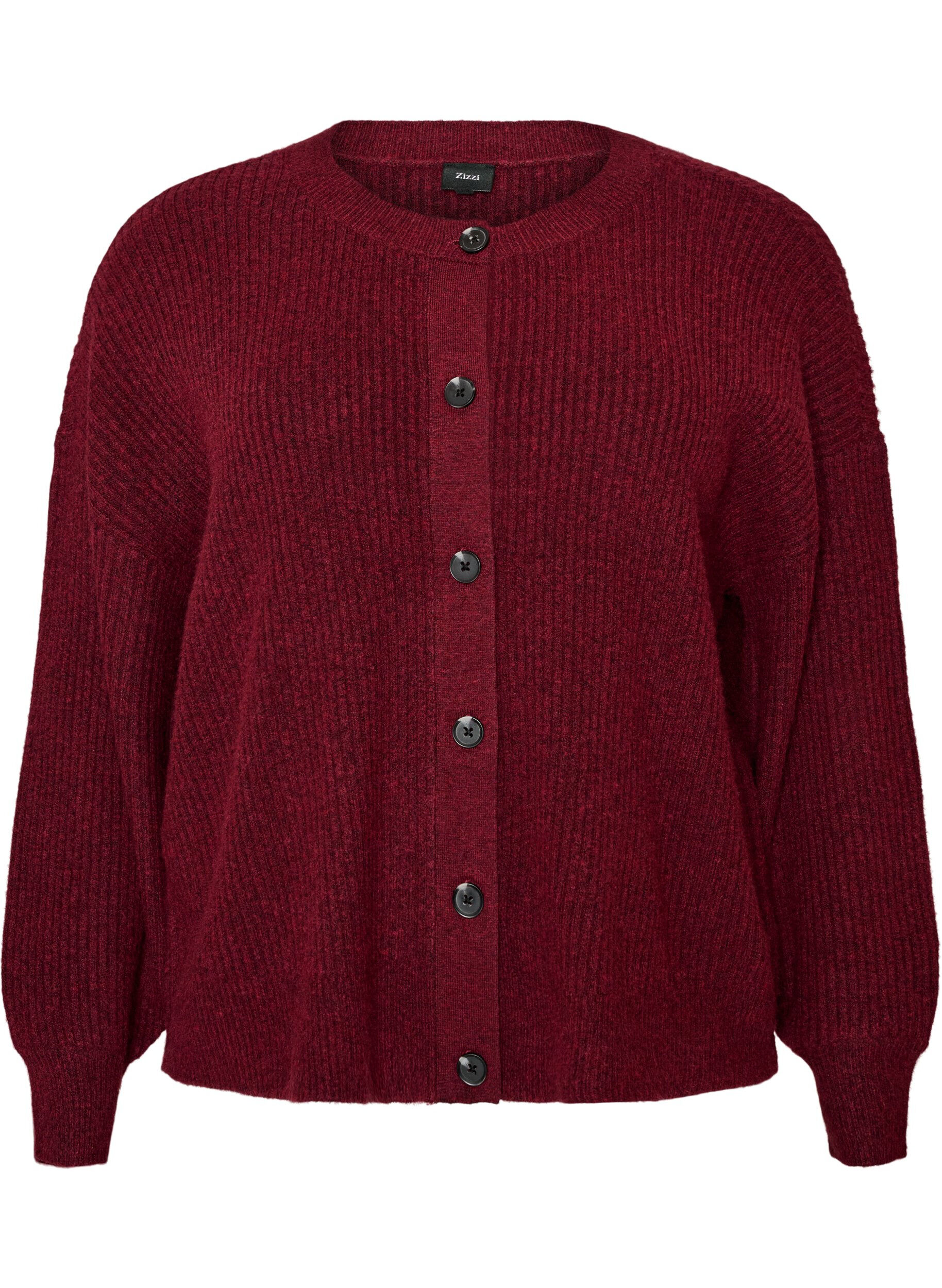 Rib knit cardigan with buttons