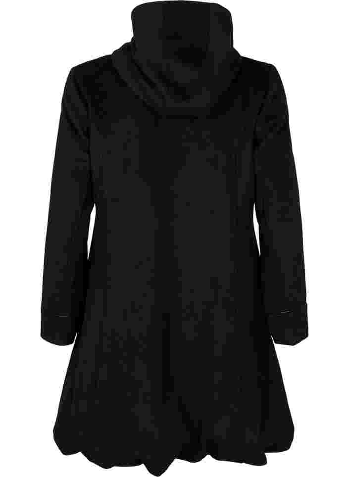 Jacket with wool and hood, Black Solid, Packshot image number 1