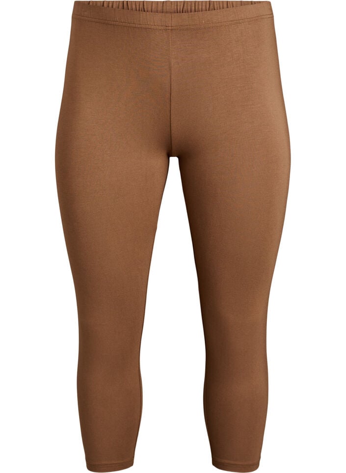 Basic 3/4 leggings in viscose, Brown, Packshot image number 0