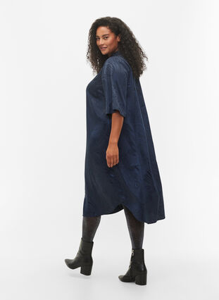 Long shirt dress with tone-on-tone pattern, Night Sky, Model image number 1