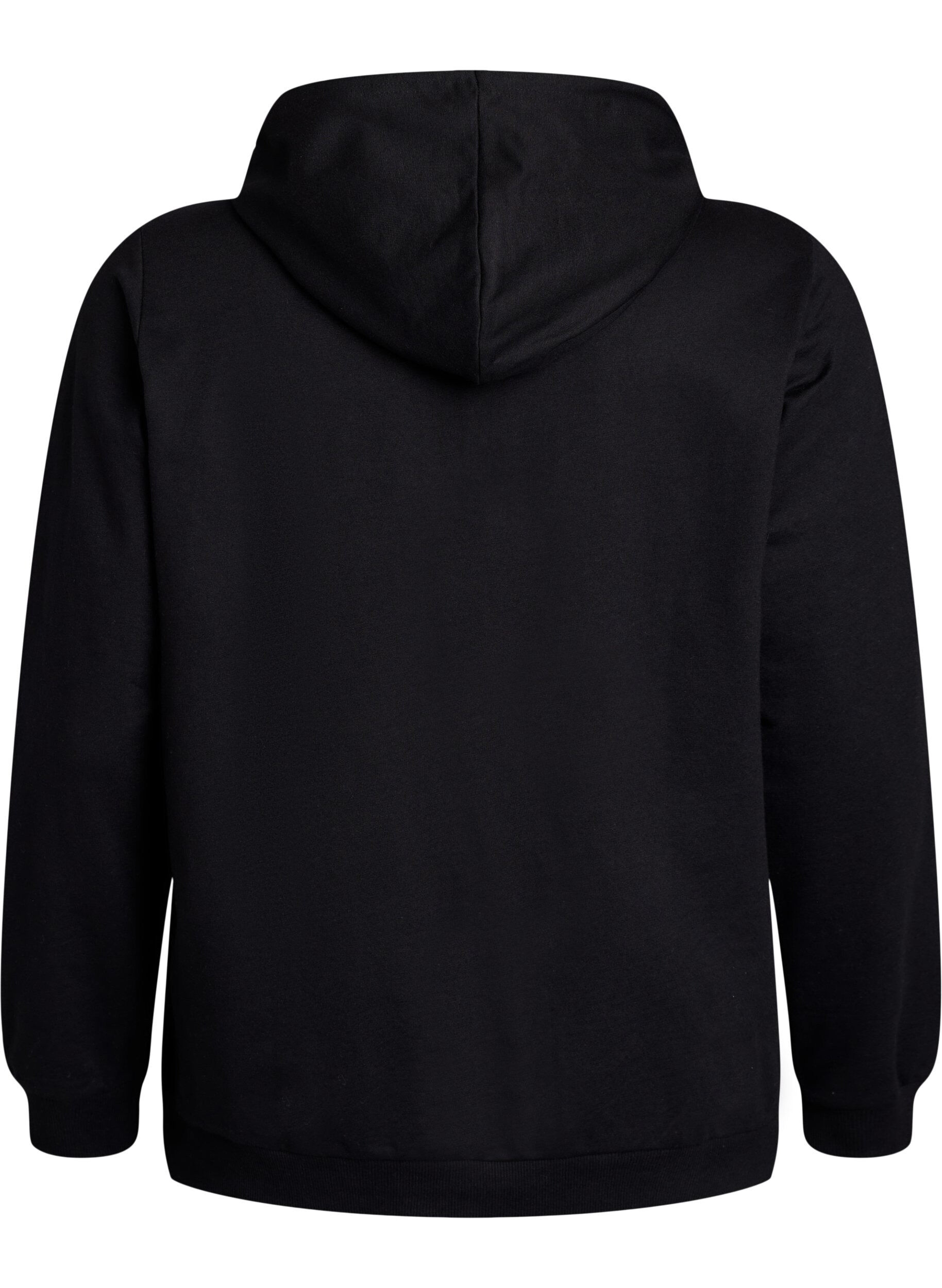 Zizzifashion Sweatshirt with hood and print, Black, Packshot image number 1
