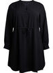Knee-length dress with tie belt, Black, Packshot image number 0