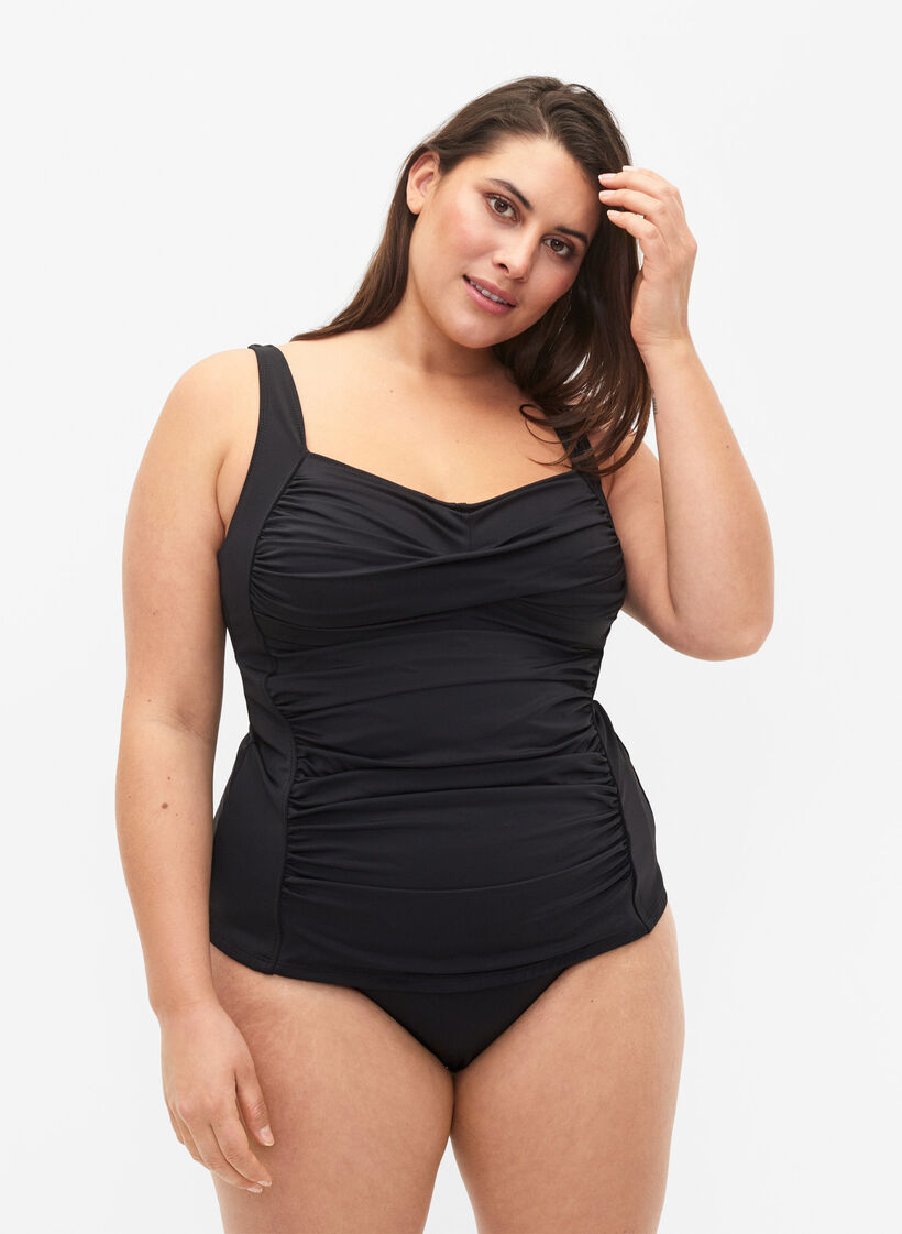 Tankini with draping, Black, Model image number 0