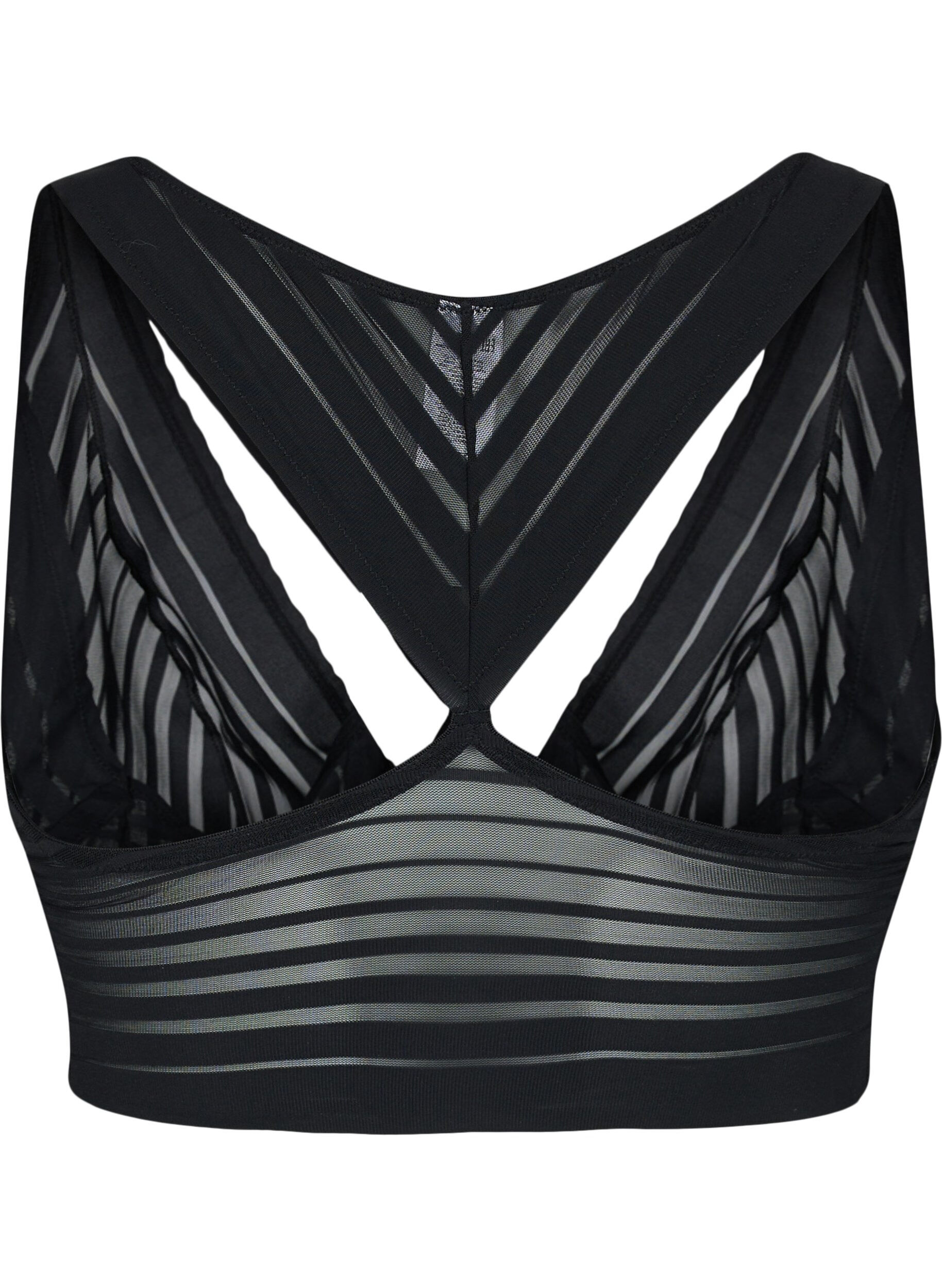 Zizzifashion Striped mesh bra, Black, Packshot image number 1