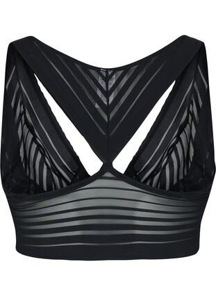 Striped mesh bra, Black, Packshot image number 1