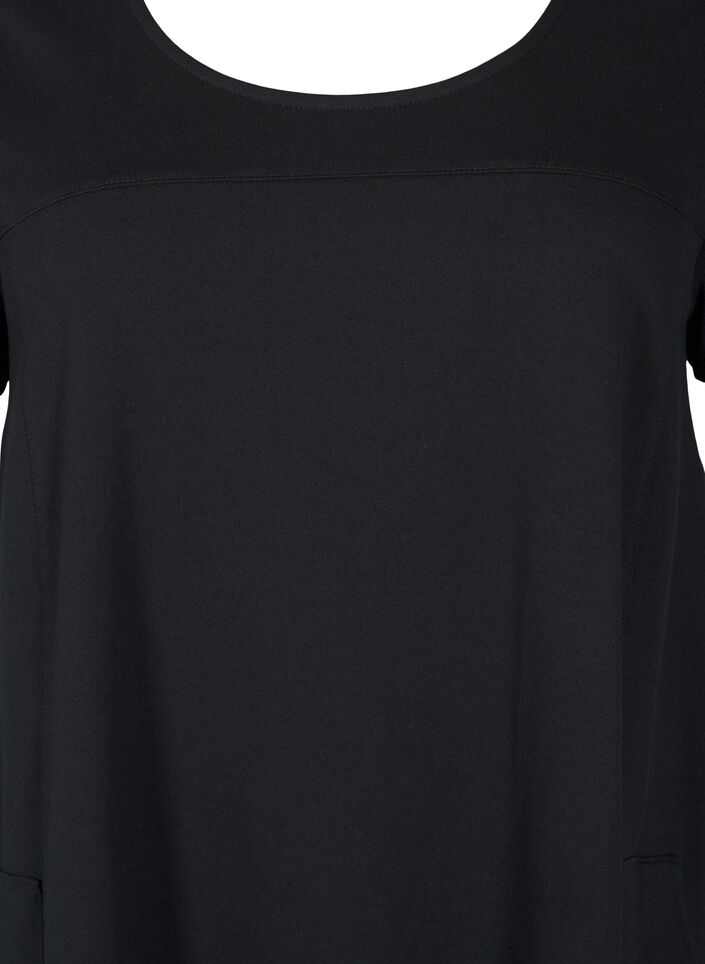 Jersey dress with short sleeves and pockets, Black, Packshot image number 2