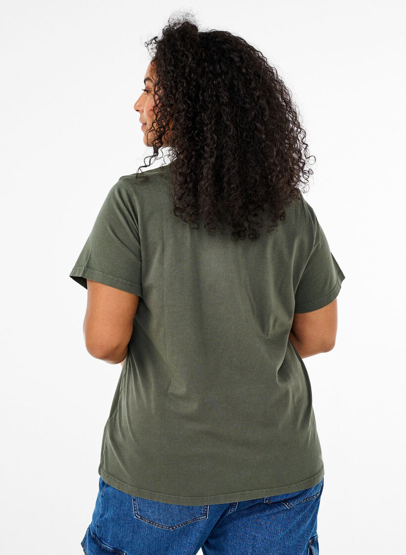 Organic cotton T-shirt with print, Green, Model image number 1