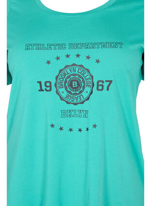Short-sleeved cotton t-shirt with print, Sea Green, Packshot image number 2