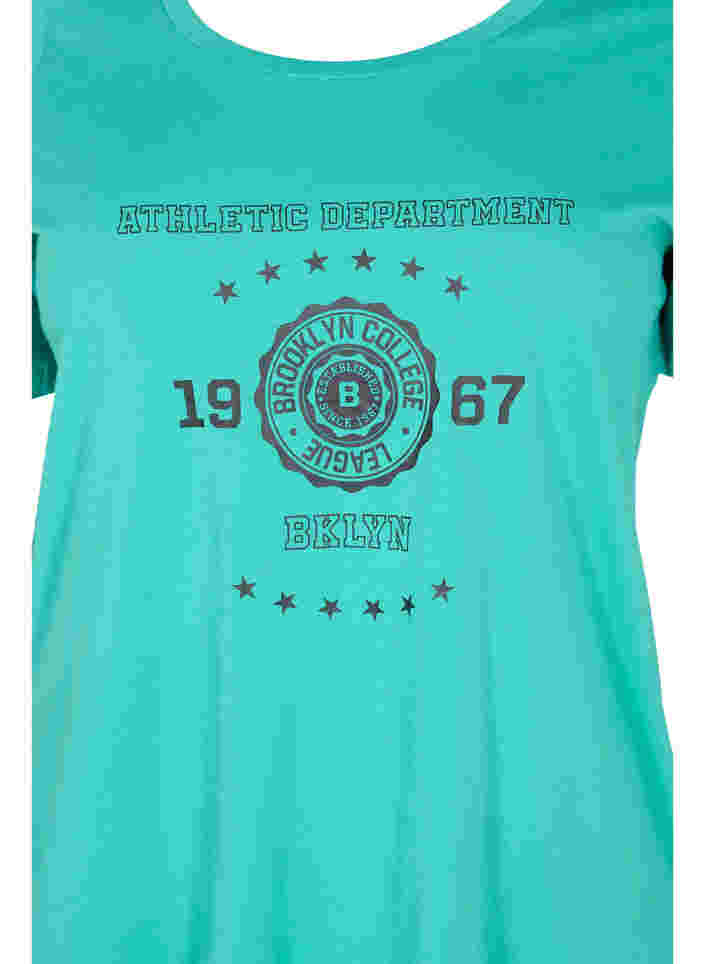 Short-sleeved cotton t-shirt with print, Sea Green, Packshot image number 2