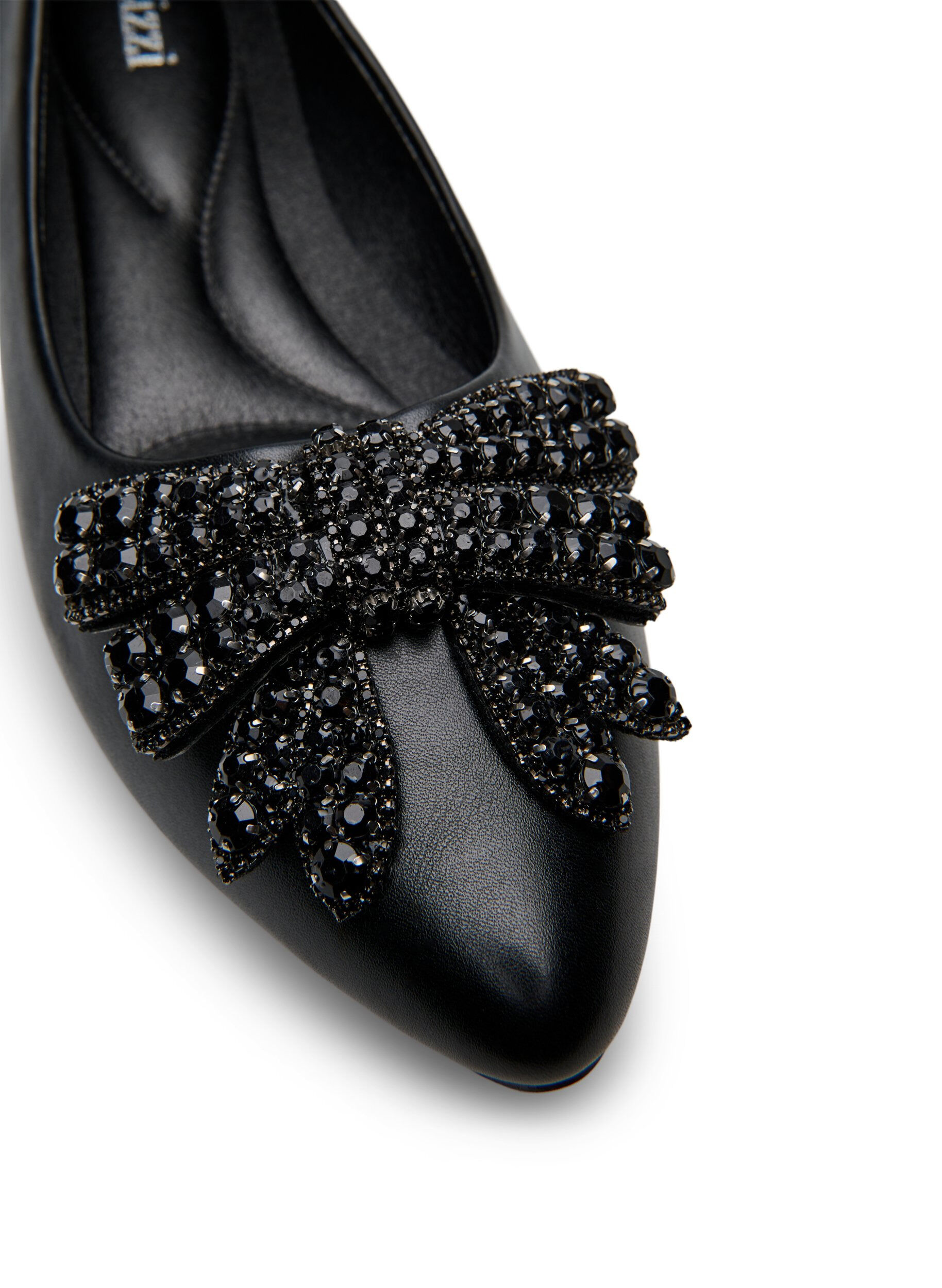 Zizzifashion Wide fit - Ballerina with bow and rhinestones, Black, Packshot image number 3