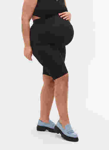 Cotton tight-fitting maternity shorts, Black, Model image number 2