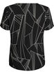 Short sleeve viscose blouse with print, Black, Packshot image number 1