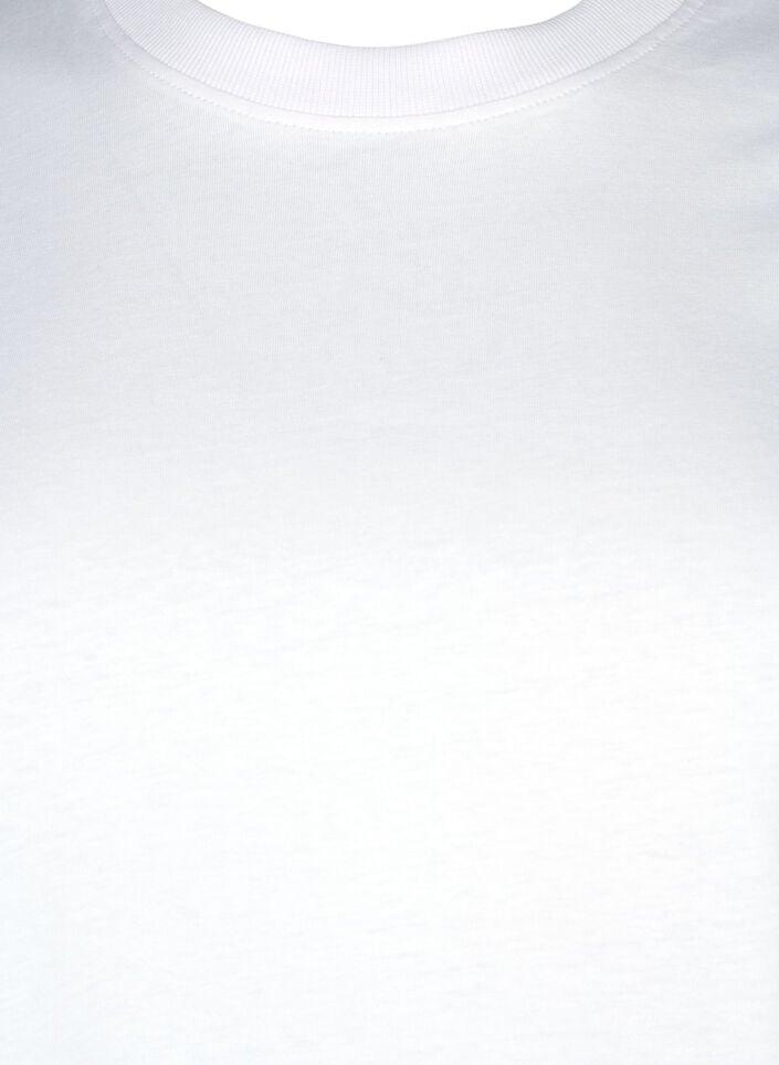 Basic cotton T-shirt with round neck, White, Packshot