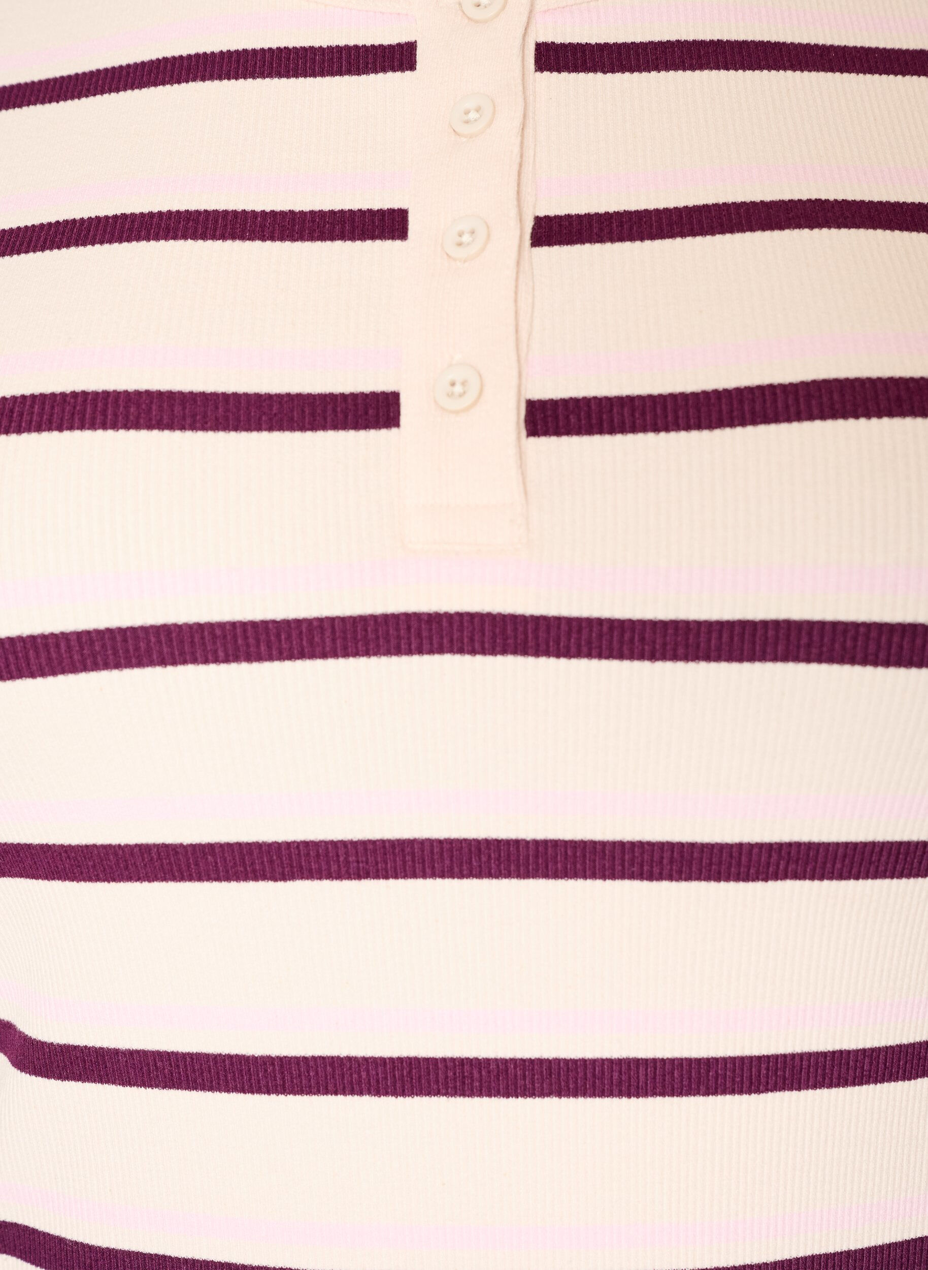 ZizzifashionRib T-shirt with stripes and button detail, Purple, Packshot image number 2