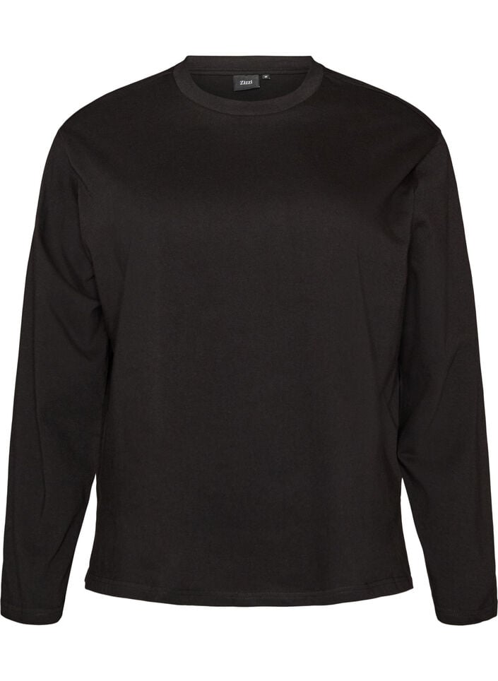 Basic t-shirt with long sleeves, Black, Packshot image number 0