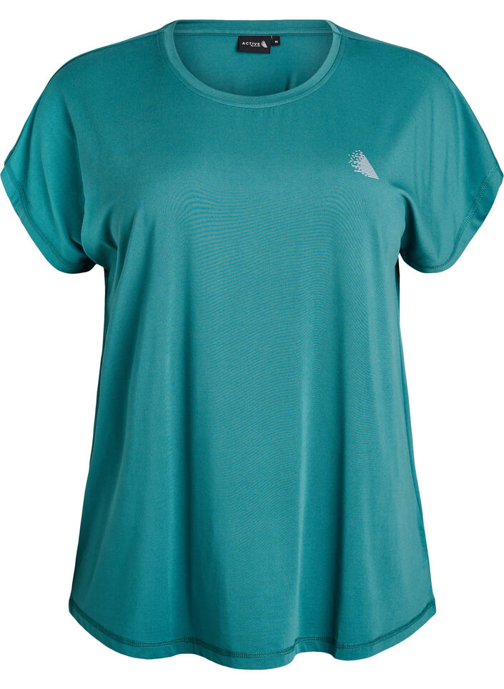 Solid-coloured training T-shirt, Petrol, Packshot image number 0